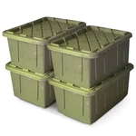 Homz Durabilt 27 Gallon Heavy Duty Storage Tote With Lid, Green Camo (4 Pack). Fixed Price $148.99.