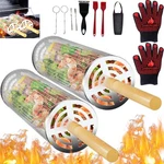 Nesting Rolling Grill Baskets 2PCS,304 Stainless Steel Bbq Tools With Removab.... Fixed Price $40.87.