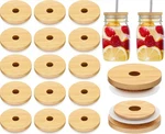 Cunhill 20 Pieces 70MM Bamboo Jar Lids Bulk With Straw Hole For Glass Cups Wood. Fixed Price $19.99.