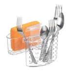 Idesign Plastic Kitchen Sink Saddle Protector Caddy & Sponge Holder - Clear New. Fixed Price $16.99.