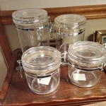 4 Pc Set Felli Acrylic Canisters With Airtight Clamplock Lids 5.5, 7.5, 9". Fixed Price $13.50.