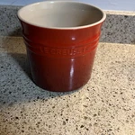Le Creuset Utensil Holder Crock Container Cerise Ombre Red 6" Tall 2.4L. Fixed Price $33.00.