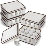 Uiifan 4 Pcs Mug Storage Box With Dividers 12 Compartment Stemware Cases. Fixed Price $92.22.