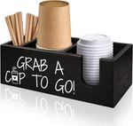 Coffee Station Organizer For Cup And Lid Storage Box, Farmhouse Wood. Fixed Price $20.99.