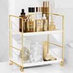 Fsyueyun 2-TIER Bathroom Counter Organizer, Tool-less Vanity Small, Gold. Fixed Price $28.99.