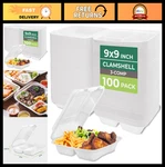 Freshware Clamshell Food Containers With Lids 9X9" 3-COMPARTMENT 100-PACK. Fixed Price $59.99.
