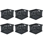 Sterilite Stackable Plastic Storage Open Crate Bin Organizer Box, Black (6 Pack). Fixed Price $48.99.