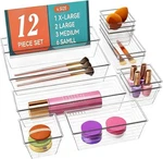 Dca 12 Pcs Clear Plastic Drawer Set, 4 Sizes Makeup Organizer, Vanity. Fixed Price $16.09.