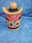 Kitchen Creations Cowboy Cowgirl Bandana Fringe West Hat Cookie Jar Canister 9". Fixed Price $29.99.