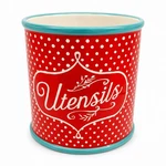 Pioneer Woman Utensil Crock Red White Polka Dot Aqua Kitchen Holder. Fixed Price $18.99.