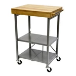 Origami Foldable Wheeled Portable Solid Wood Top Kitchen Island Bar Cart, Silver. Fixed Price $239.99.