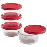 Pyrex Glass Food Storage Bowls W/ 7202-PC Red Plastic Lid Covers. Fixed Price $39.99.