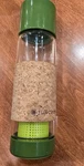 Full Circle Tea Time Glass Travel Bottle Green 9.5" Tall Portable. Fixed Price $29.99.