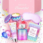 Set Women Spa Perfume Hand Lotion Lavender Candle Silk Eye Mask Bath. Fixed Price $11.99.