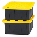 Homz 15 Gallon Durabilt Home Storage Container W/snap Lid, BLACK/YELLOW(2 Pack). Fixed Price $50.99.