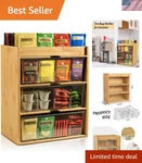 Bag Organizer - Bamboo Storage With Drawer 3 Layer, For Tea.... Fixed Price $67.73.