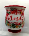 The Pioneer Woman Vintage Floral Stoneware Utensil Holder 7.25" Tall Vgc. Fixed Price $17.98.