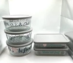 Pyrex 10 Piece Set "i Love Leftovers" Glass Storage Bowl Dish Grey Lids New Vtg. Fixed Price $49.99.