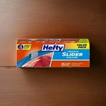 Hefty Freezer Slider Bags, Gallon, Expandable, W/calendar, 25 Count, 1 Box.. Fixed Price $14.59.