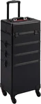 Yaheetech Rolling Makeup Case 4 1,ALUMINUM Travel Organizer With Wheels,black. Fixed Price $85.58.