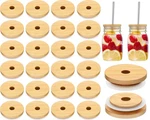 Cunhill 80 Pieces 70MM Bamboo Jar Lids Bulk With Straw Hole For Glass Cups Re.... Fixed Price $94.09.