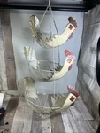 Vintage Chicken Metal Wire 3 Tier Hanging Fruit Vegetable Basket Kitchen Storage. Fixed Price $33.95.