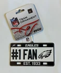 Philadelphia Eagles Christmas Tree Holiday Ornament - #1 Fan License Plate Metal. Fixed Price $11.24.