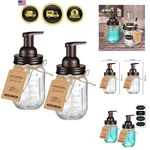 Foaming Soap Dispensers Set 2 Rustic Mason Jar Bathroom Decor Bronze. Fixed Price $31.62.
