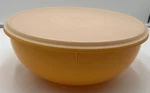 Vtg Tupperware Fix 274-12 26 Cup Mixing Bowl Plastic Tangerine Lid 12"D. Fixed Price $25.00.