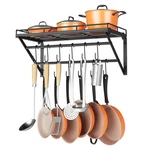 Oropy 23 Inch Wall Mounted Pot Rack Storage Shelf With Tier Hanging Rails 1.... Fixed Price $47.26.