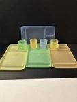 Four Pastel Tupperware Lunch Trays & 4 Cups.great For Meals Picnics.. Fixed Price $26.98.