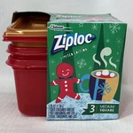Ziploc Limited Edition Holiday Three Medium Square Containers Red Gold. Fixed Price $37.50.