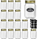 Rainforce Mason Jars With Lids Regular Mouth 16OZ-15PACK, Gold. Fixed Price $38.05.
