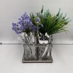 Southern Living Home Astoria Flatware/silverware Caddy W/heavy Glass Inserts. Fixed Price $68.00.