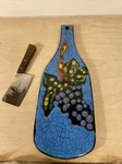 Studio Art Black Wine Bottle Shaped Cheese Board Knife Grapes Wall Hanging 12. Fixed Price $15.00.