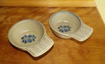 Pfaltzgraff Folk Art Small Bowls (2) Fruit Soup Basket Weave Handle Vtg Rare. Fixed Price $21.98.