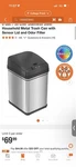 Sensor Kitchen Trash Can 8 Gallon 30 Liter Stainless Steel Itouchless Dog-proof. Fixed Price $38.00.