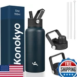 Konokyo 32 Oz Insulated Stainless Steel Water Bottle W/ Lids - Navy. Fixed Price $39.99.