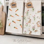Mud Pie Spring Bunny Carrot Kitchen Towels Set 2 Embroidered Decor Farmhouse. Fixed Price $23.19.