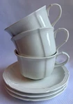 Villeroy & Boch Manoir 6OZ Cup Saucer Set Of 3 Unused Classic White Porcelain. Fixed Price $32.00.