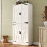71" Tall Kitchen Pantry Storage Cabinet With 4 Barn Doors And Drawer Shelves. Fixed Price $139.99.