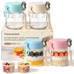 4 Pack Overnight Oats Containers With Lids And Folding Spoon Mason Glass Jars. Fixed Price $42.02.