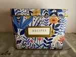 Nwot Jot & Mark Blue Floral Recipe Tin Box Lined Cards Dividers. Fixed Price $14.99.