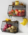 Goozii Hanging Wall Fruit Basket 7.8 X 11.8 9.2 Inches, Black + Rustic Wood. Fixed Price $39.43.