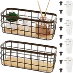 Dicunoy Set Of 2 Small Wire Baskets Narrow Rustic Storage Organizer Trays. Fixed Price $31.42.