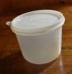 Vintage Tupperware Round Storage Container #1493-12 W/ Clear Lid 3.75" X 4.5". Fixed Price $5.99.