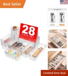 Smart Storage Solutions 28-PIECE Clear Drawer Organizer Set, Anti-crush. Fixed Price $25.99.