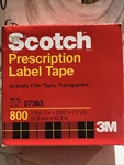 Scotch Prescription Label Tape 800 Clear, In X 72 Yd 1 Pack. Fixed Price $18.99.
