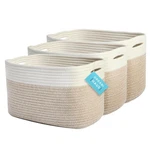Light Honey Cotton Rope Baskets For Shelves, Set Of 3-15" 10" 9 Woven Sto.... Fixed Price $46.79.
