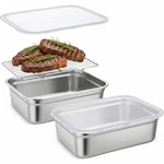 Stainless Steel Food Container With Lid Rack Easter Party Roasting Pan R.... Fixed Price $52.71.